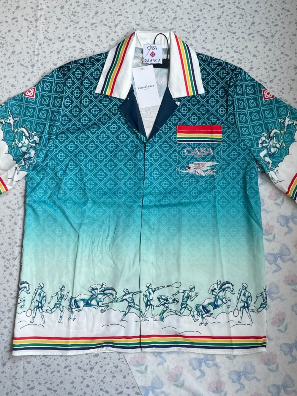 Casablanca Men's Short Sleeve Silk Shirt